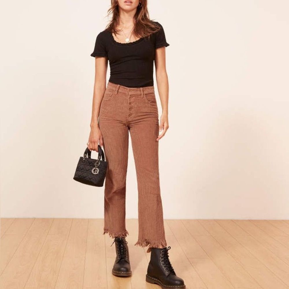 Reformation Jessie High Rise Button Fly Corduroy Pants in Nutmeg Size 26